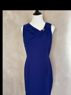 Elegant and Timeless, Ivanka Trump Royal Blue Dress with Gold/Rhineshone Sz 6